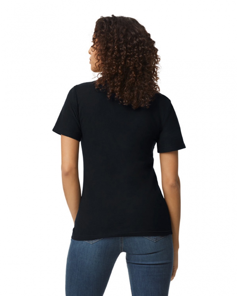 Women's Gildan 64800L Pique Polo Black | ZKQD40569