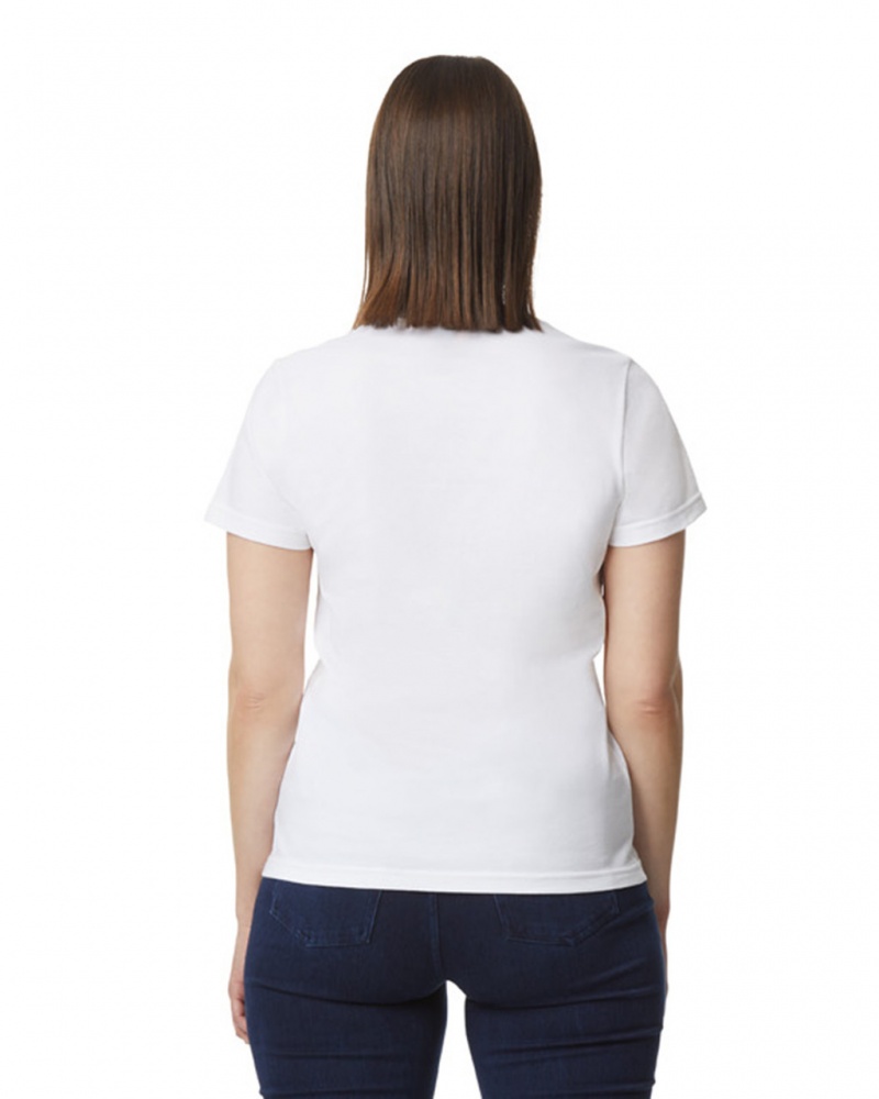 Women's Gildan 65000L Midweight T-Shirts White | TODY95026