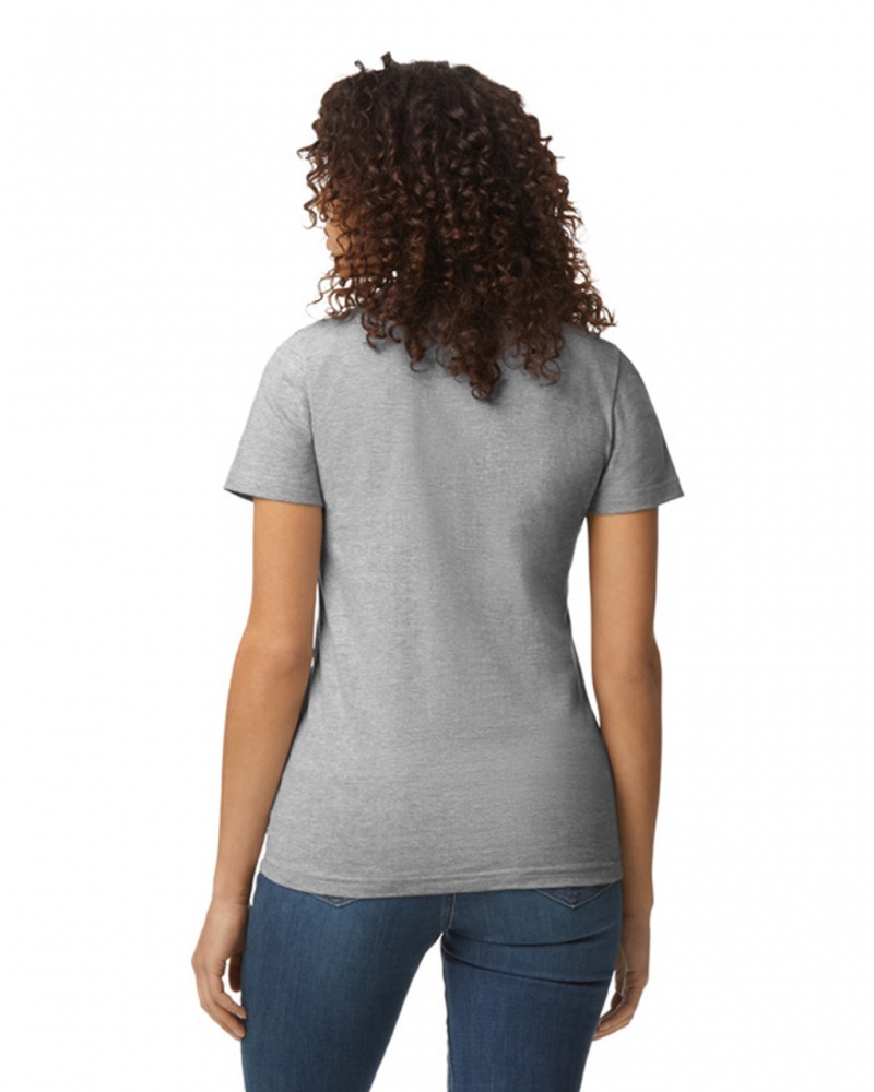 Women's Gildan 65000L Midweight T-Shirts Ring Spun Sport Grey | NHPY65839