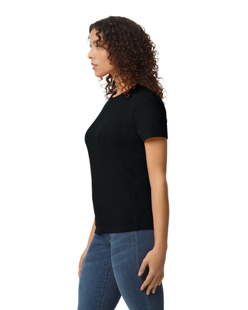 Women's Gildan 65000L Midweight T-Shirts Pitch Black | USTF29753