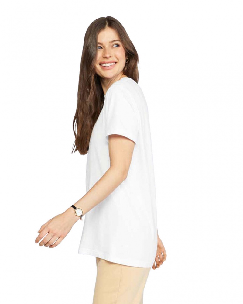 Women's Gildan 67000L CVC T-Shirts White | KTPA25763