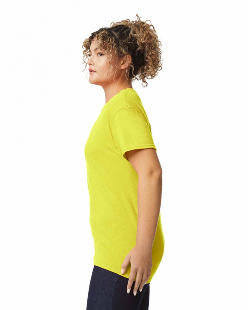 Women's Gildan 8000 T-Shirts Safety Green | MCIL56714