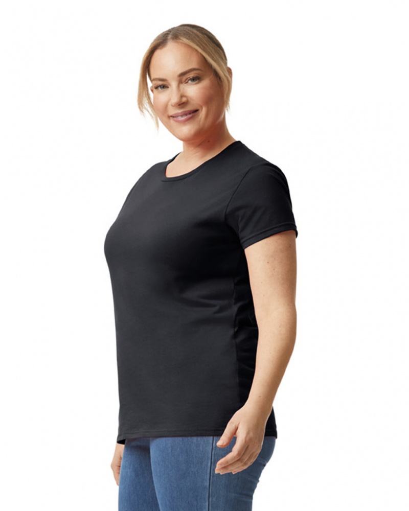 Women's Gildan 880 T-Shirts Black | QLTG68795