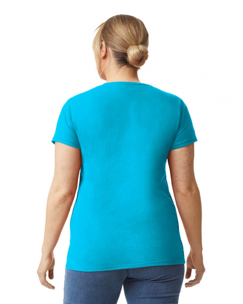 Women's Gildan 880 T-Shirts Caribbean Blue | DANE64029