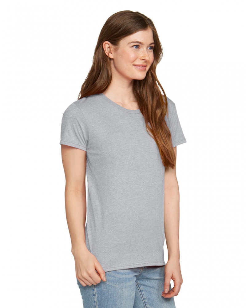 Women's Gildan 880 T-Shirts Heather Grey | YRWX89051