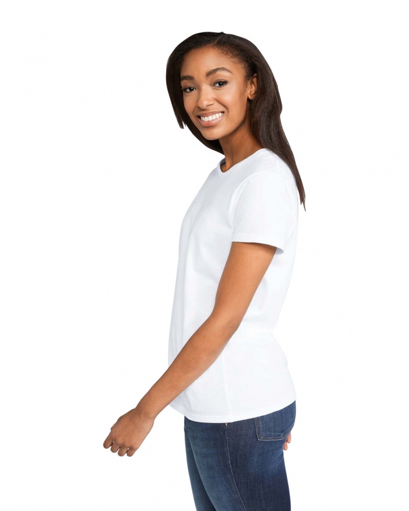 Women's Gildan 880 T-Shirts White | NLTV32176