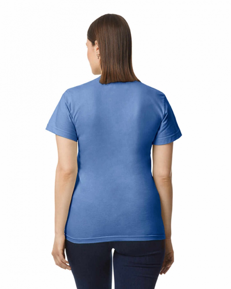 Women's Gildan H000 T-Shirts Flo Blue | PBJY04253