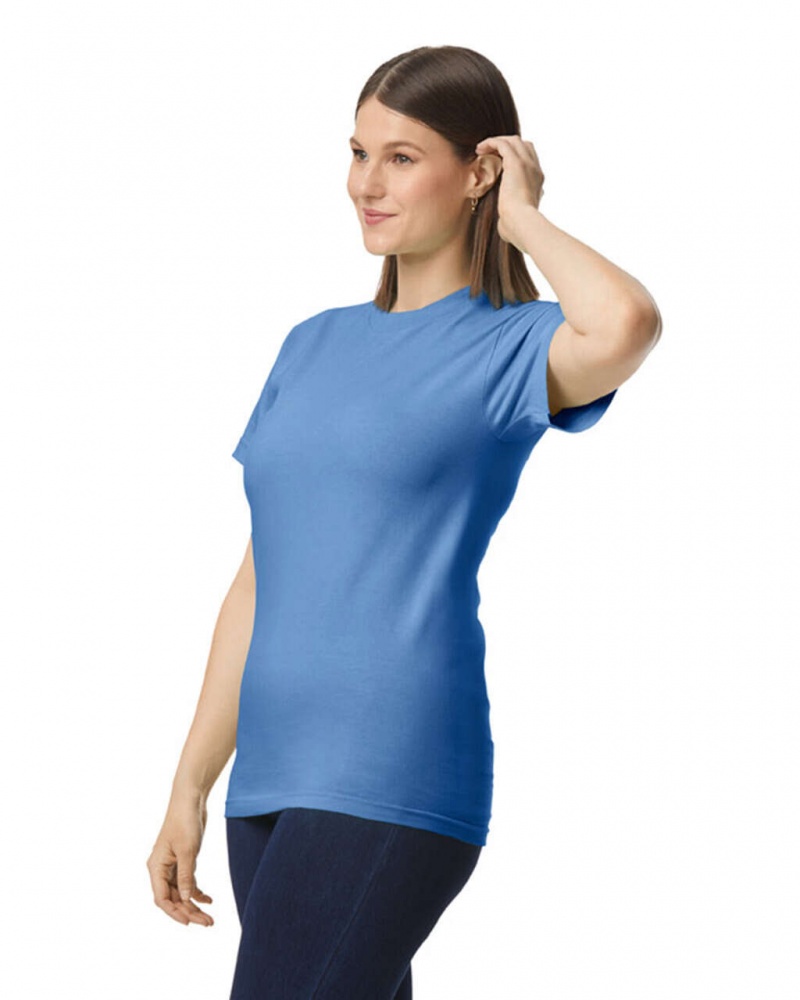 Women's Gildan H000 T-Shirts Flo Blue | PBJY04253