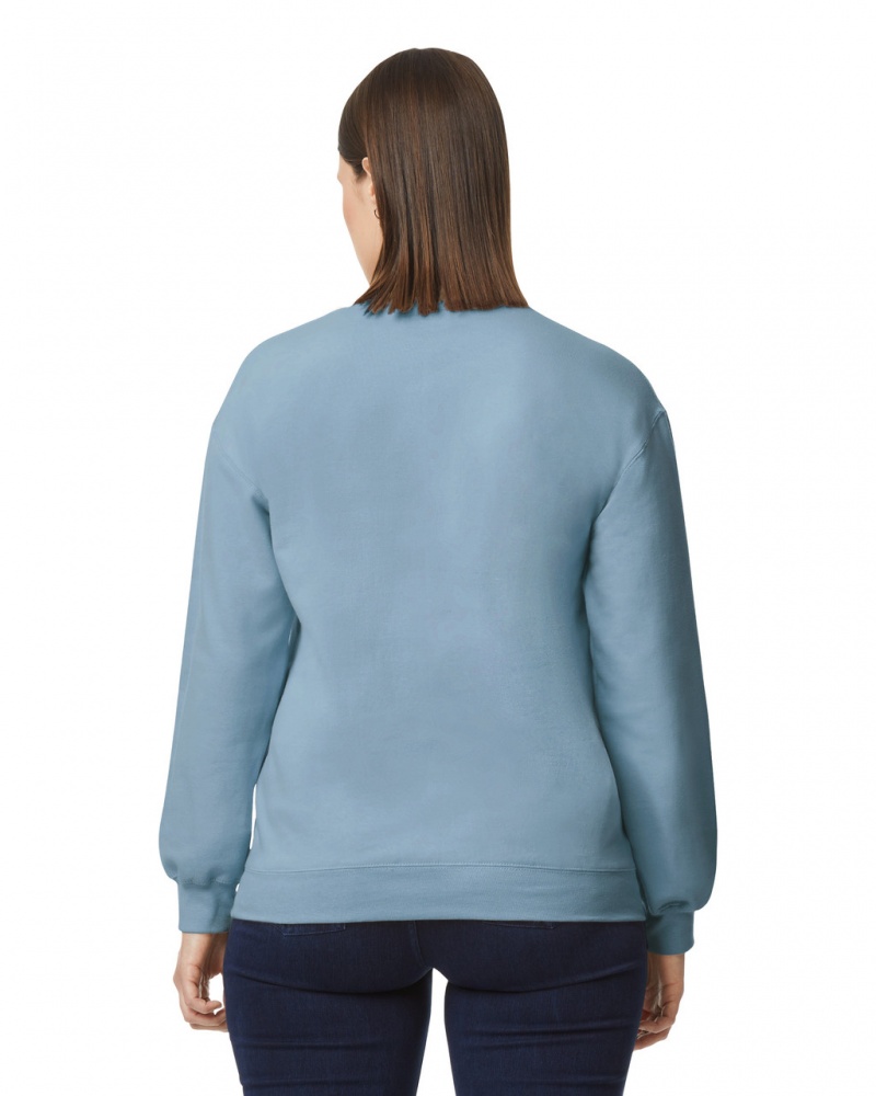 Women's Gildan SF000 Midweight Fleece Crewneck Sweatshirt Stone Blue | QJPW85612