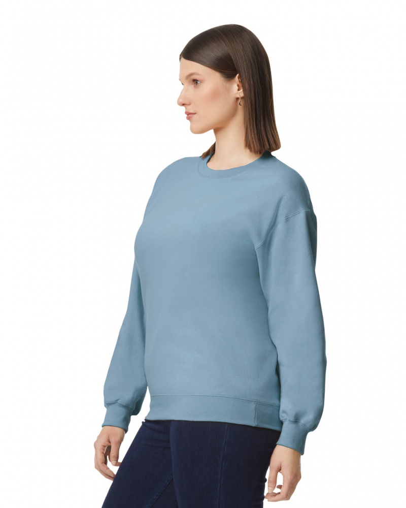 Women's Gildan SF000 Midweight Fleece Crewneck Sweatshirt Stone Blue | QJPW85612