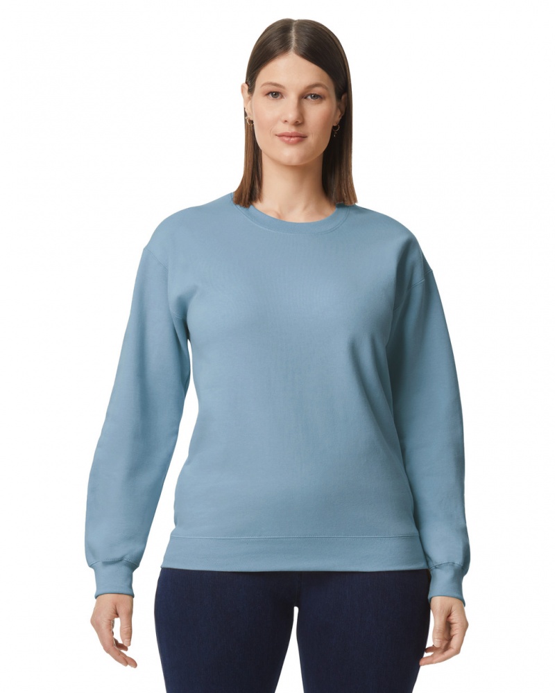 Women\'s Gildan SF000 Midweight Fleece Crewneck Sweatshirt Stone Blue | QJPW85612