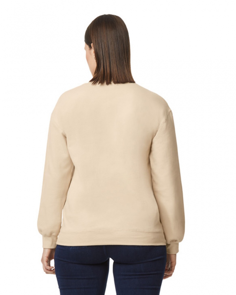 Women's Gildan SF000 Midweight Fleece Crewneck Sweatshirt Sand | AHDG68150