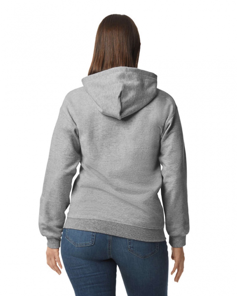 Women's Gildan SF500 Midweight Fleece Hoodie Ring Spun Sport Grey | ELWI40573