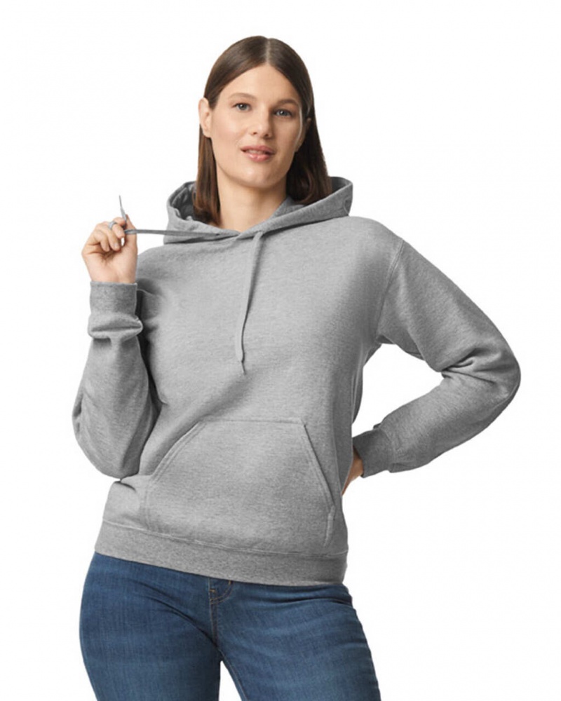 Women\'s Gildan SF500 Midweight Fleece Hoodie Ring Spun Sport Grey | ELWI40573