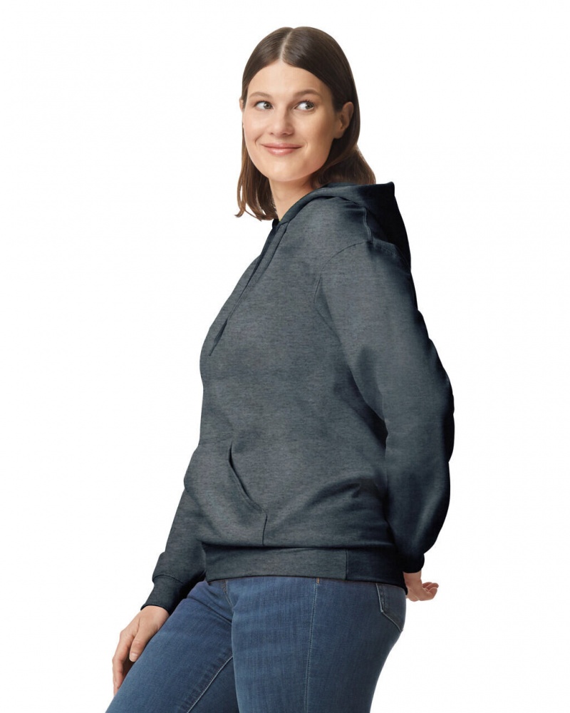 Women's Gildan SF500 Midweight Fleece Hoodie Dark Heather | BPTS96307