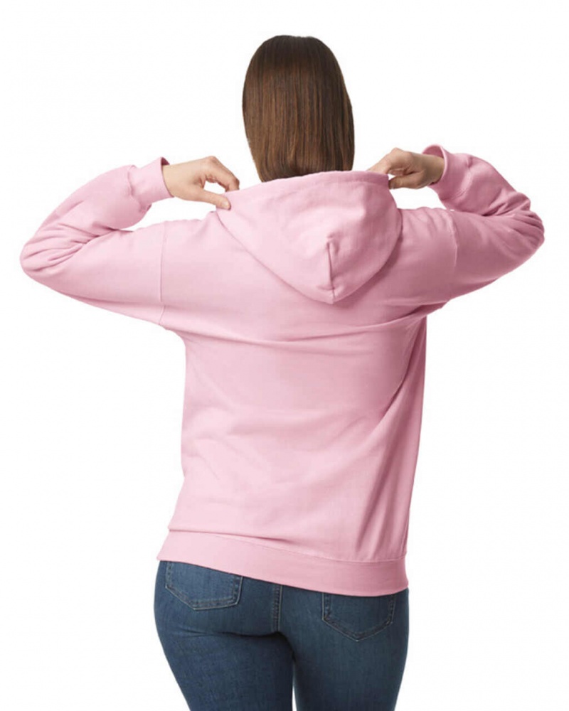 Women's Gildan SF500 Midweight Fleece Hoodie Light Pink | RDVS74219