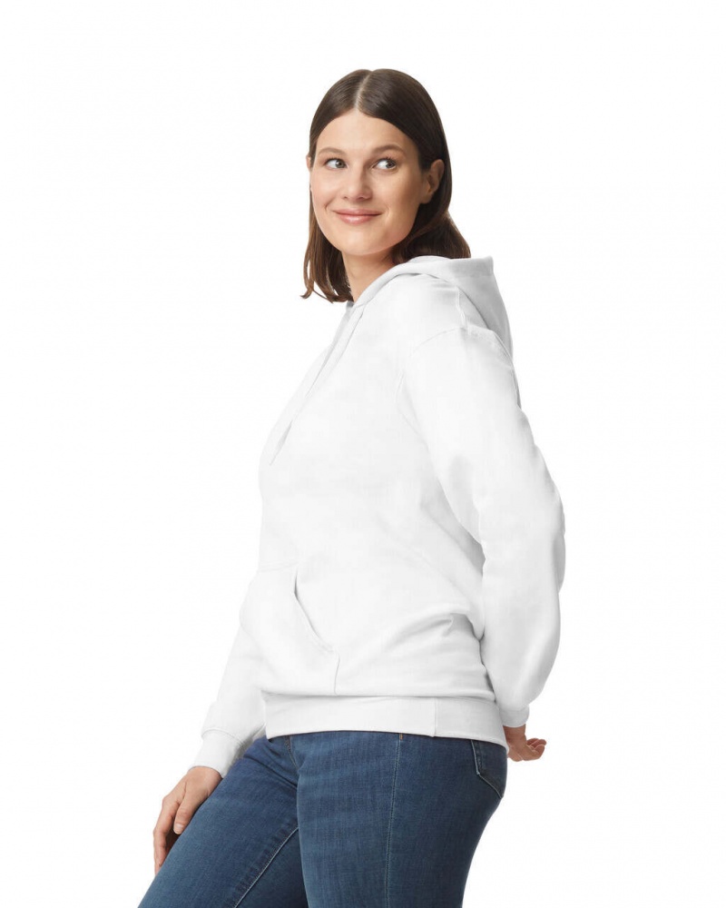 Women's Gildan SF500 Midweight Fleece Hoodie White | PAQD24603