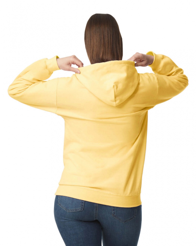 Women's Gildan SF500 Midweight Fleece Hoodie Yellow Haze | GNER21543