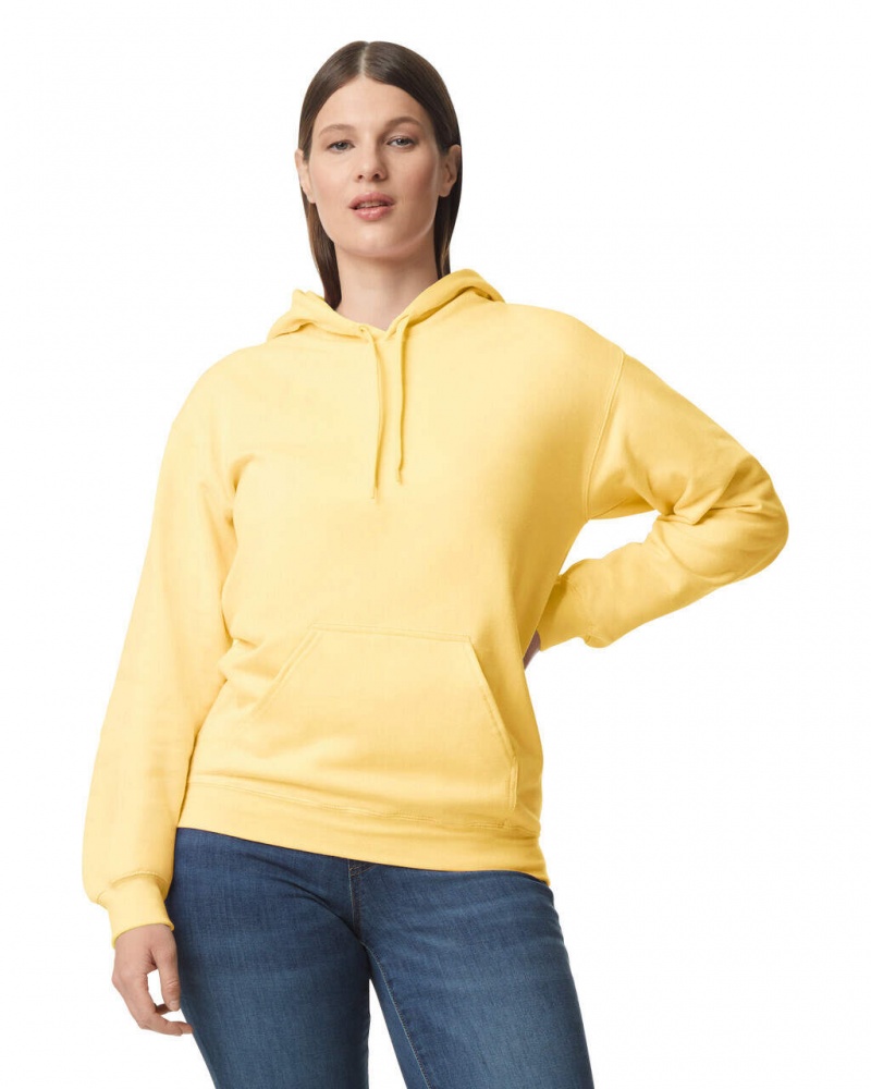 Women\'s Gildan SF500 Midweight Fleece Hoodie Yellow Haze | GNER21543