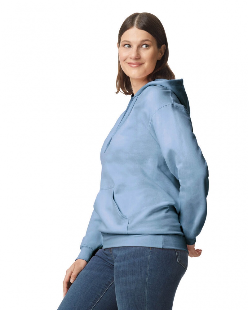 Women's Gildan SF500 Midweight Fleece Hoodie Steel Blue | AIRT24168