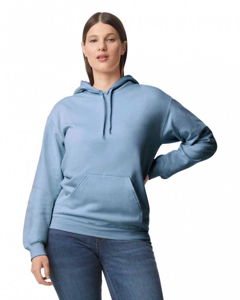 Women\'s Gildan SF500 Midweight Fleece Hoodie Steel Blue | AIRT24168