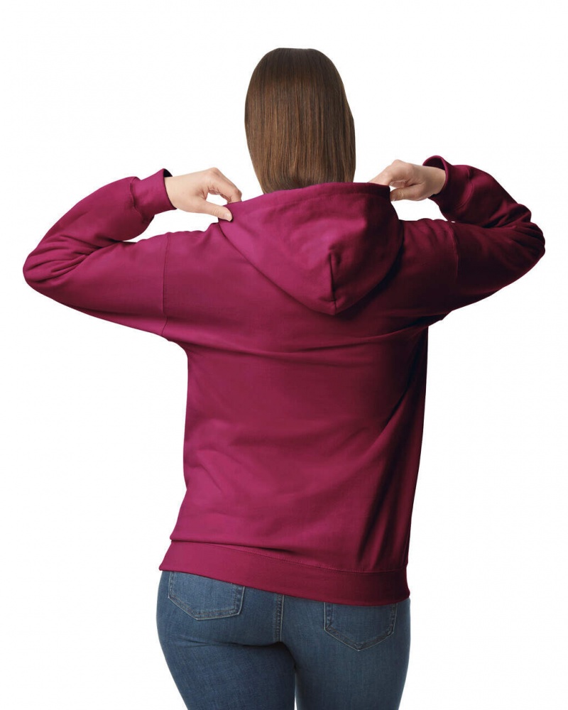 Women's Gildan SF500 Midweight Fleece Hoodie Maroon | RCVN50318