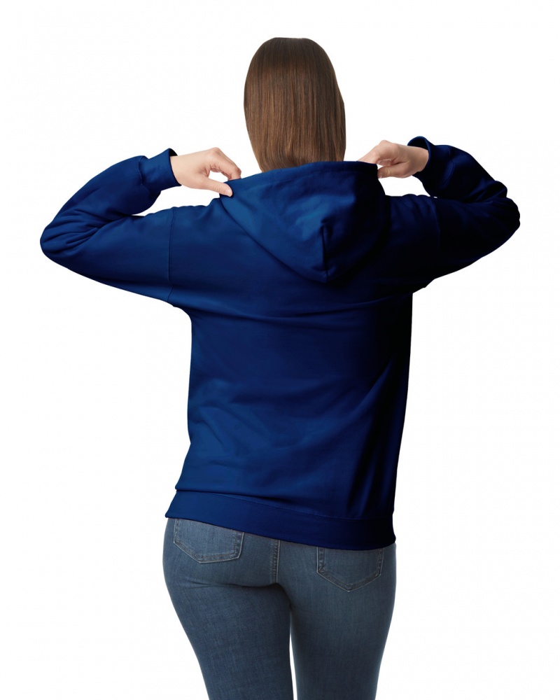 Women's Gildan SF500 Midweight Fleece Hoodie Navy | EDZH69025