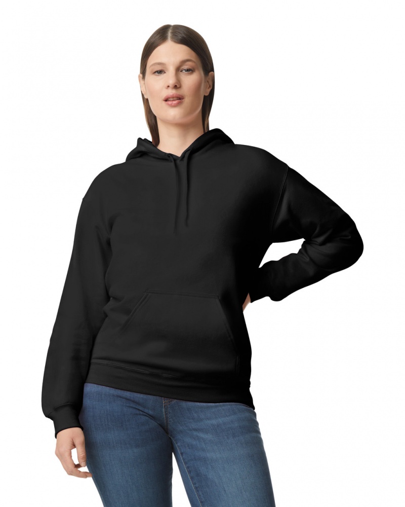 Women\'s Gildan SF500 Midweight Fleece Hoodie Black | KXQU64907