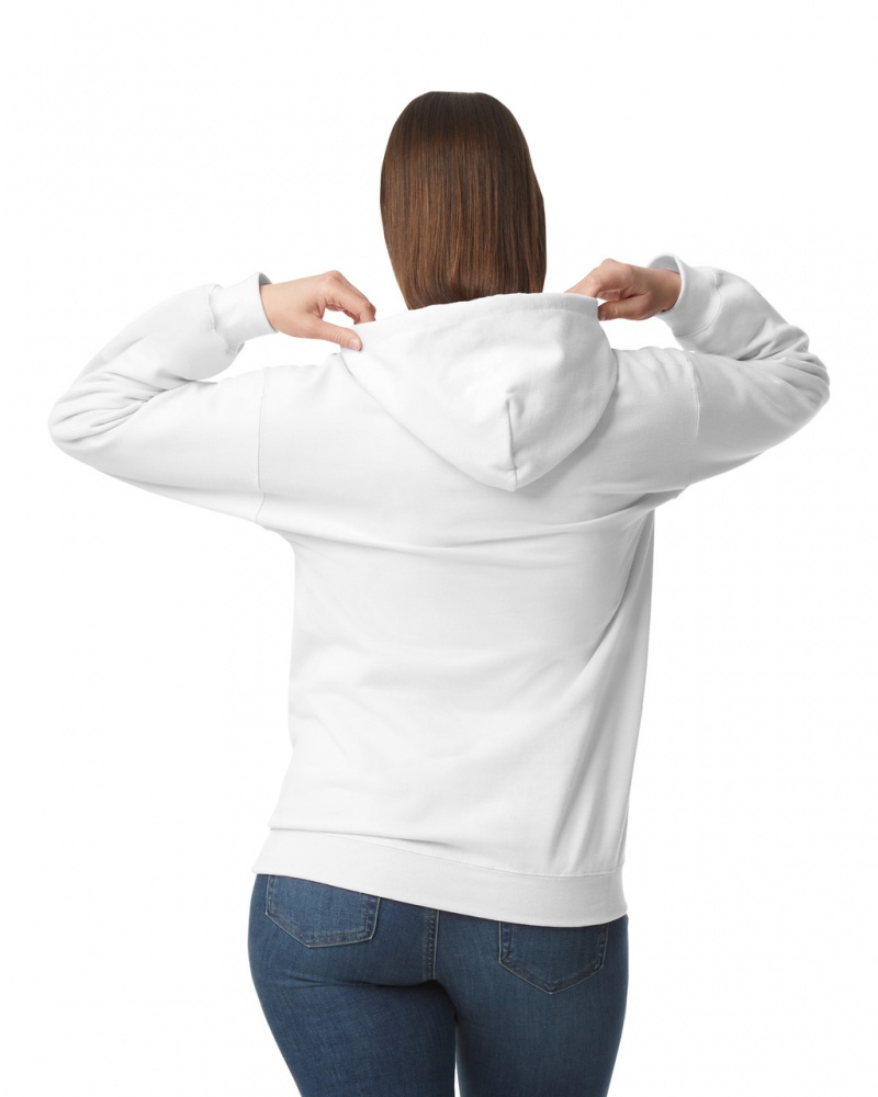 Women's Gildan SF500 Midweight Fleece Hoodie White | FGBK69570