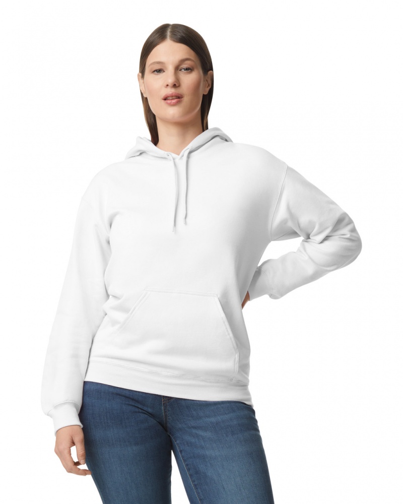 Women\'s Gildan SF500 Midweight Fleece Hoodie White | FGBK69570