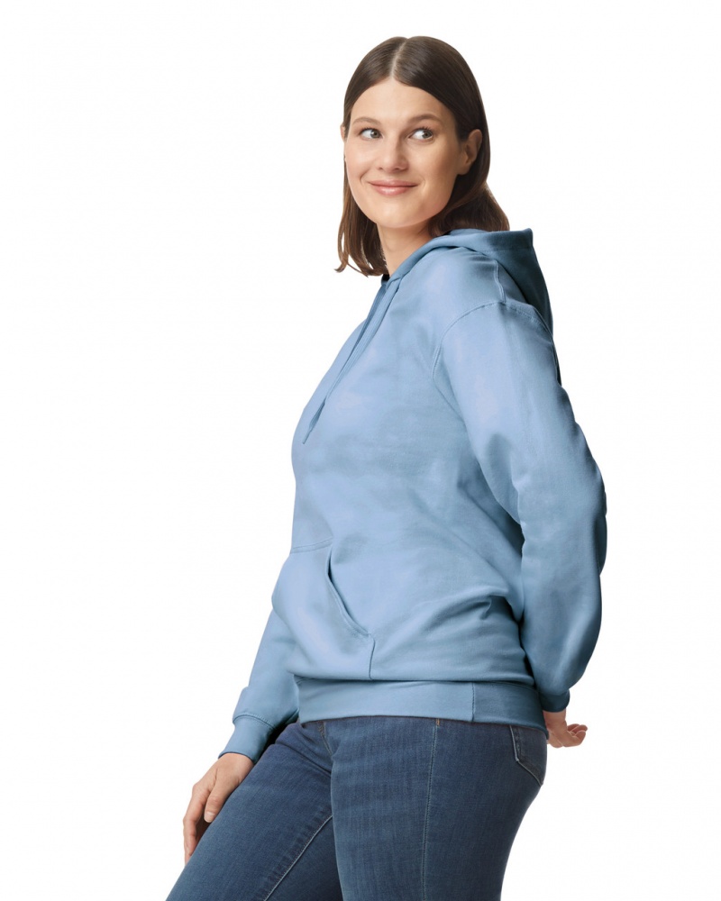 Women's Gildan SF500 Midweight Fleece Hoodie Stone Blue | HDUX25341