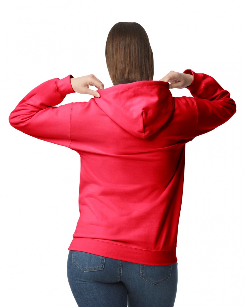 Women's Gildan SF500 Midweight Fleece Hoodie Red | ENHP18925