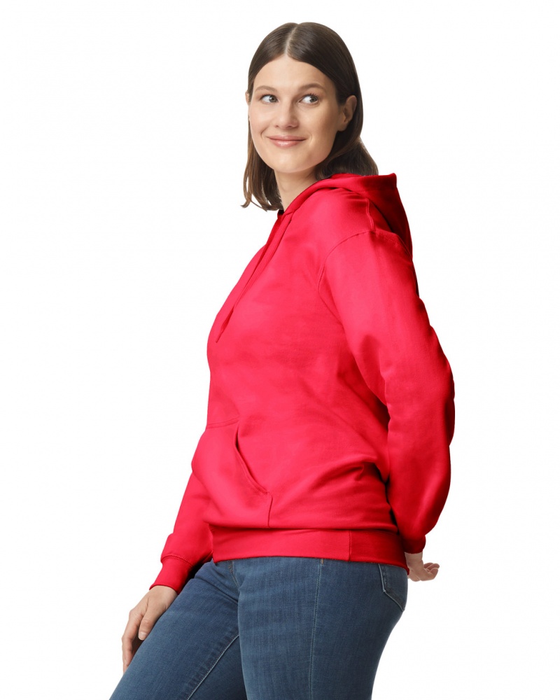 Women's Gildan SF500 Midweight Fleece Hoodie Red | ENHP18925