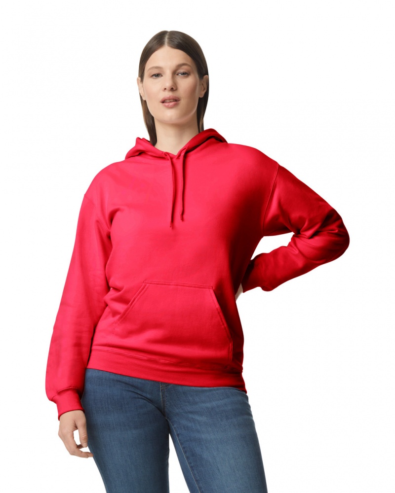 Women\'s Gildan SF500 Midweight Fleece Hoodie Red | ENHP18925